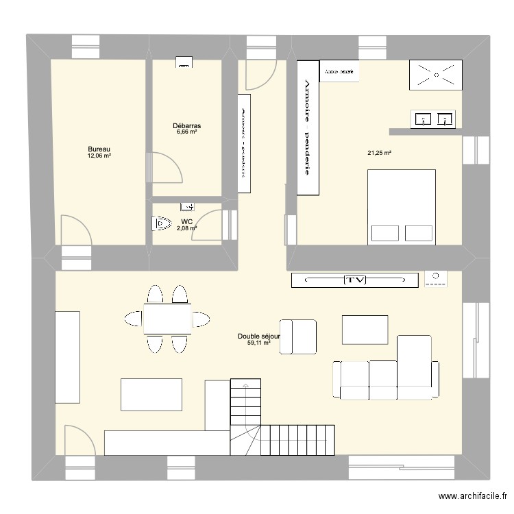 version 2 epagny. Plan de 5 pièces et 101 m2