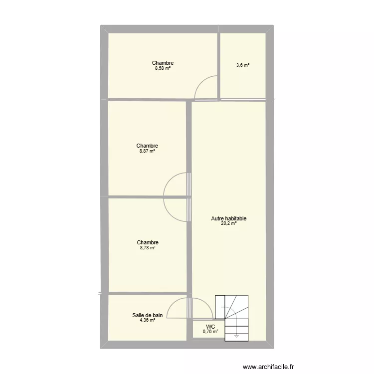 MAISON HAUT. Plan de 7  et 56 m²
