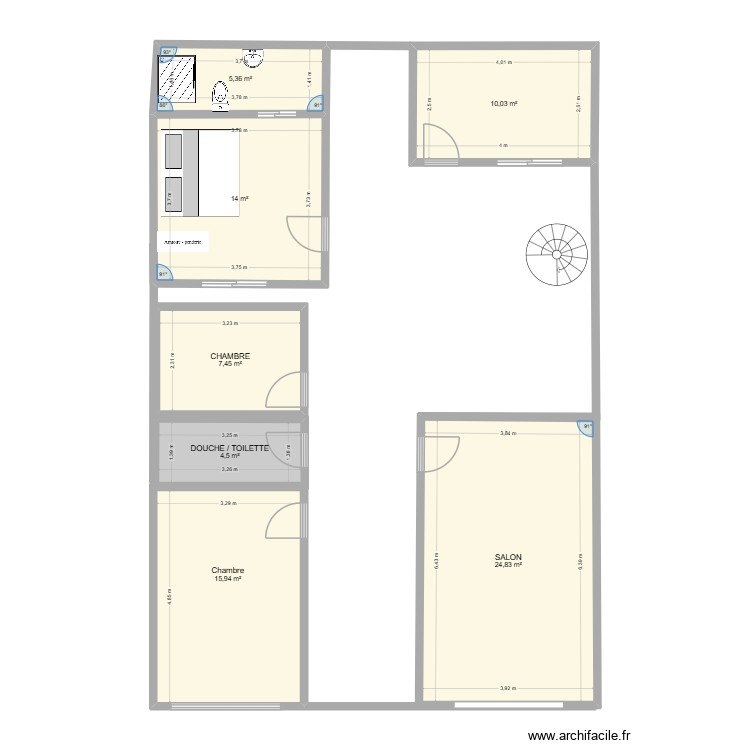 MAISON SENEGAL premiere etage. Plan de 7 pièces et 82 m2