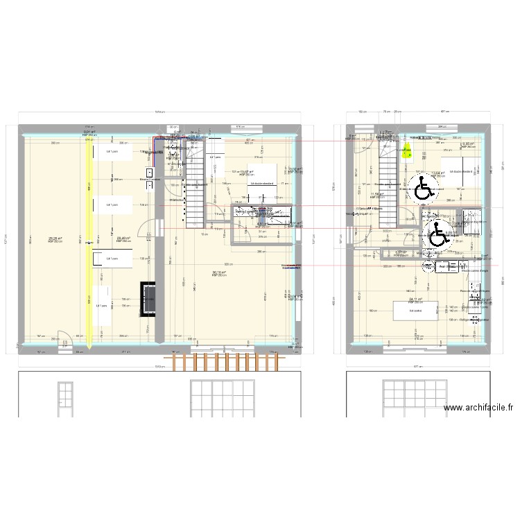 Gite esquisse APS V2. Plan de 25 pièces et 169 m2