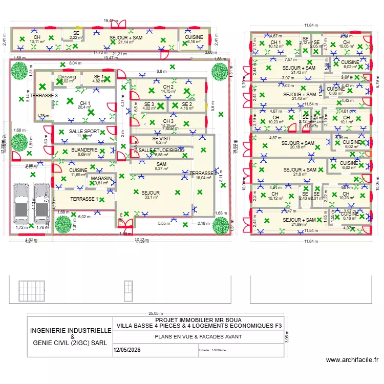 PLAN ELECTRICITE. Plan de 44 et 442 m² PLAN ELECTRICITE. Plan de 44 et 442 m²