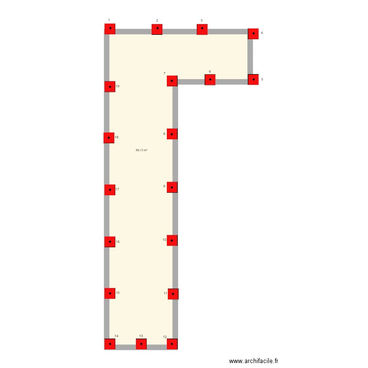 Dominianni terrasse. Plan de 1 pièce et 70 m2