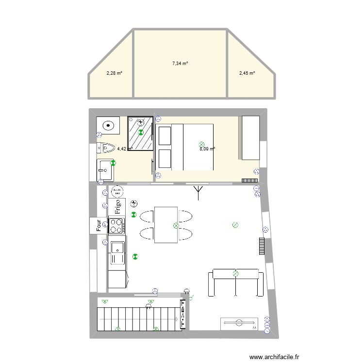 T2 bar lesneven. Plan de 0 pièce et 0 m2