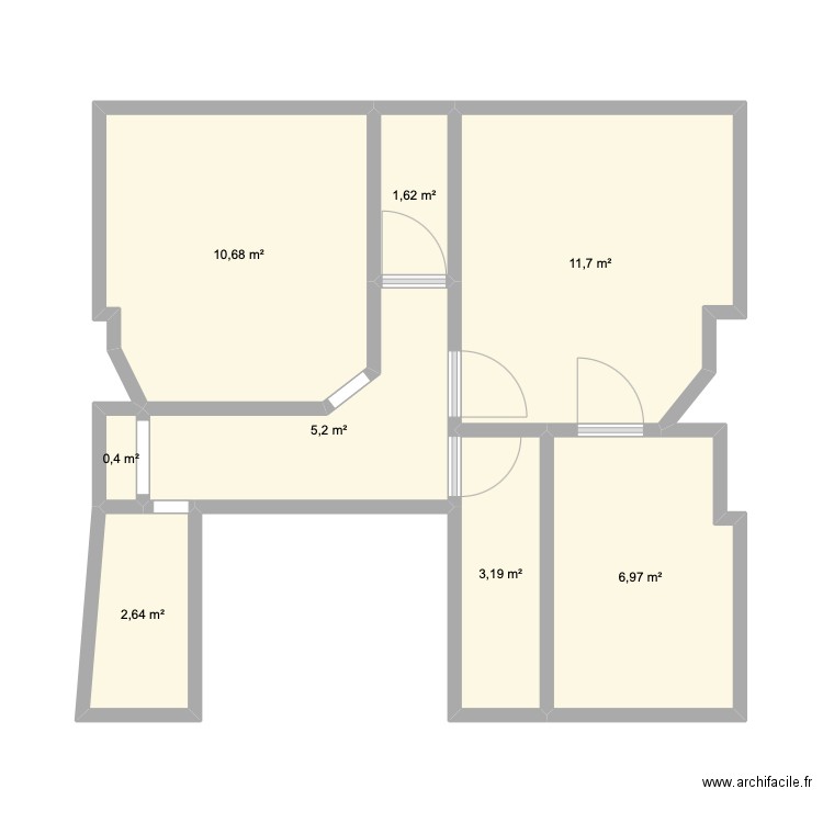 Projet 1 - Actuel. Plan de 8 pièces et 42 m2