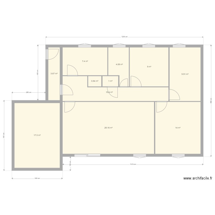 Maison Caire 1. Plan de 11 pièces et 106 m2