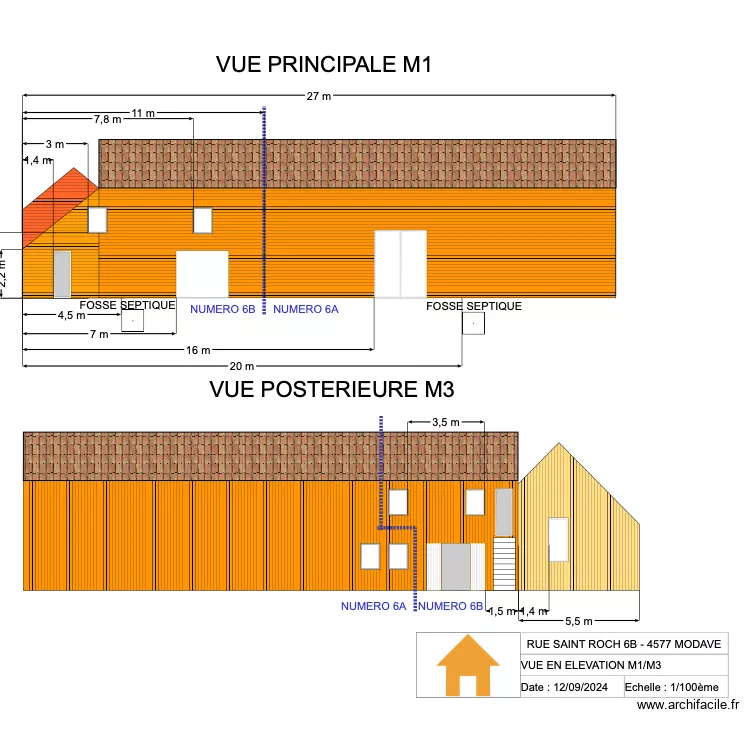 V.RADOUX - VUE EN ELEVATION M1/M3 - 1/100 - VER 2.02. Plan de 