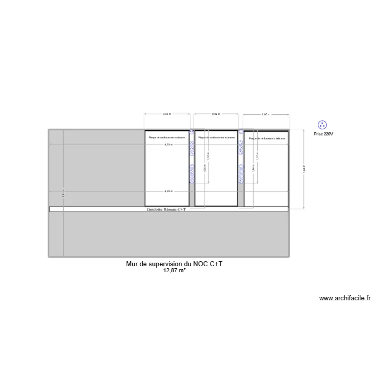 Plan Mur NOC R&eacute;union. Plan de 1 Pièce et 13 m²