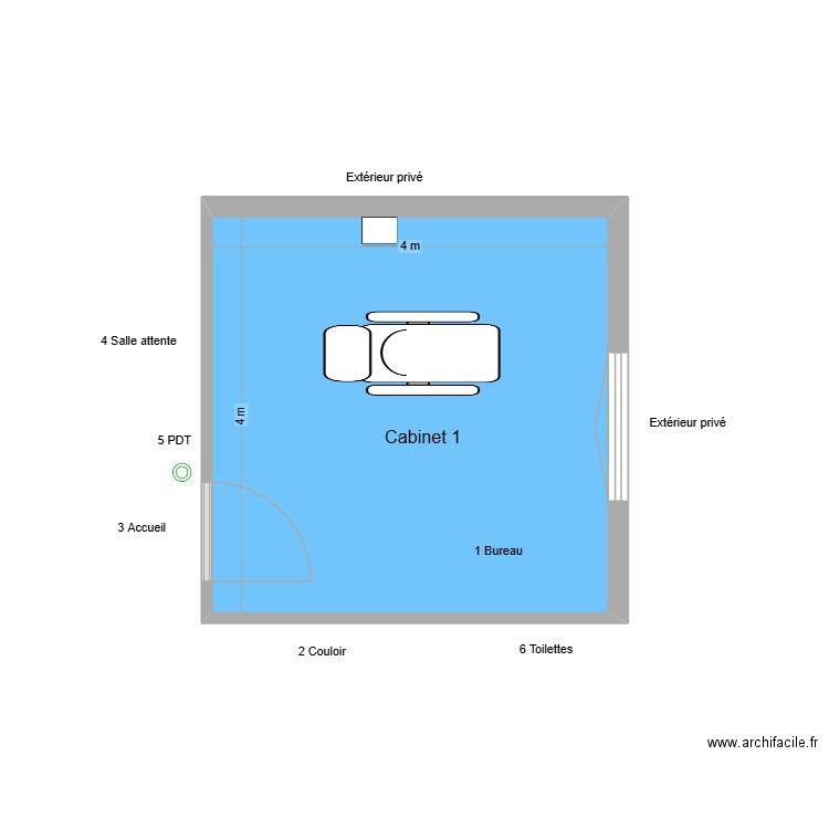 30131 Cabinet 1. Plan de 1 pièce et 16 m2
