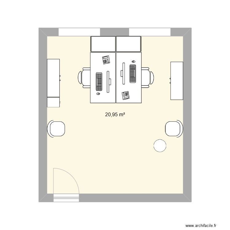 Bureau 309. Plan de 1 pièce et 21 m2