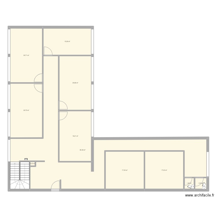 Bossonet étage. Plan de 11 pièces et 214 m2