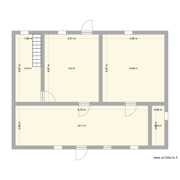 Thieusies. Plan de 5 pièces et 83 m2