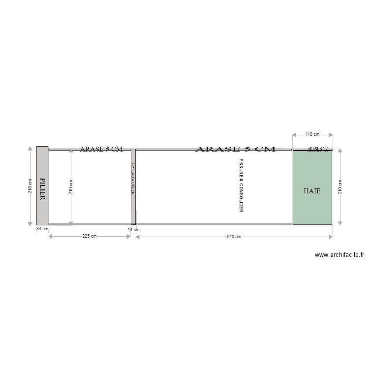 MUR 1 A REPRENDRE. Plan de 0 pièce et 0 m2