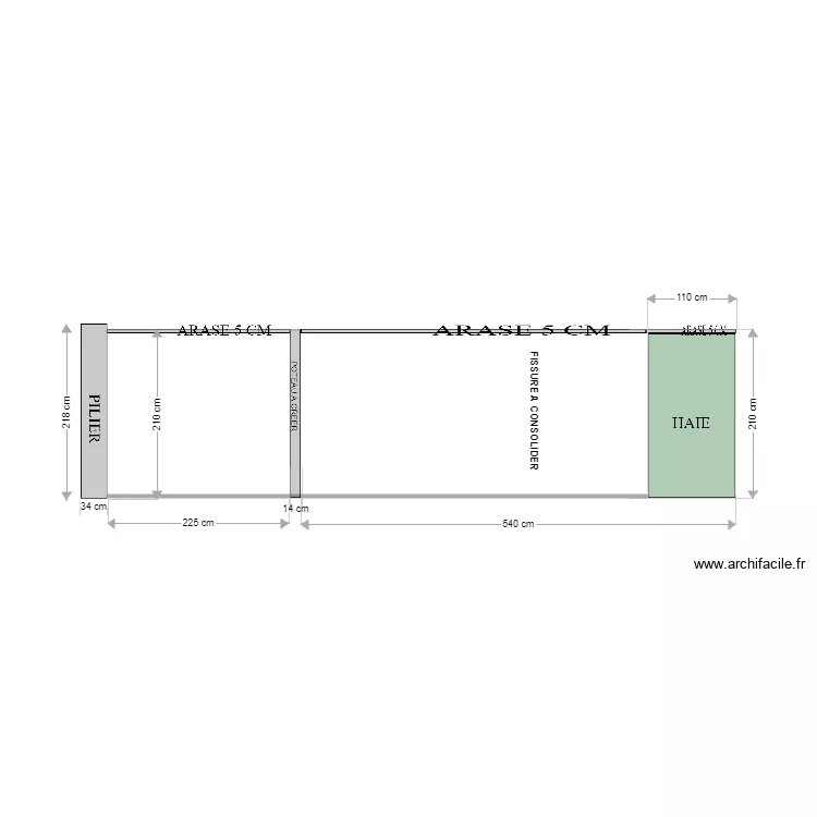 MUR 1 A REPRENDRE. Plan de 