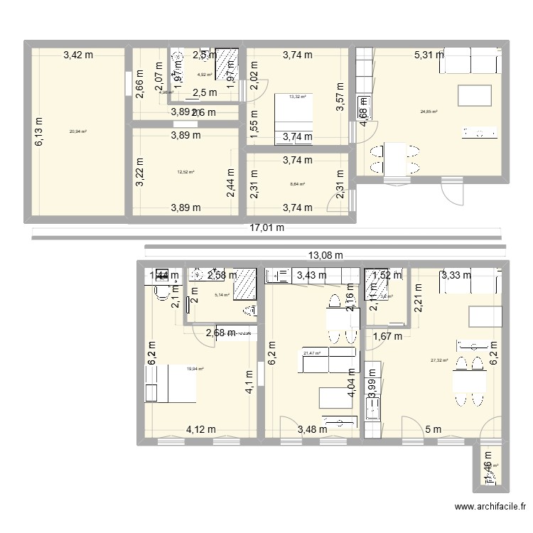 maison fenouillet test 4. Plan de 13 pièces et 168 m2
