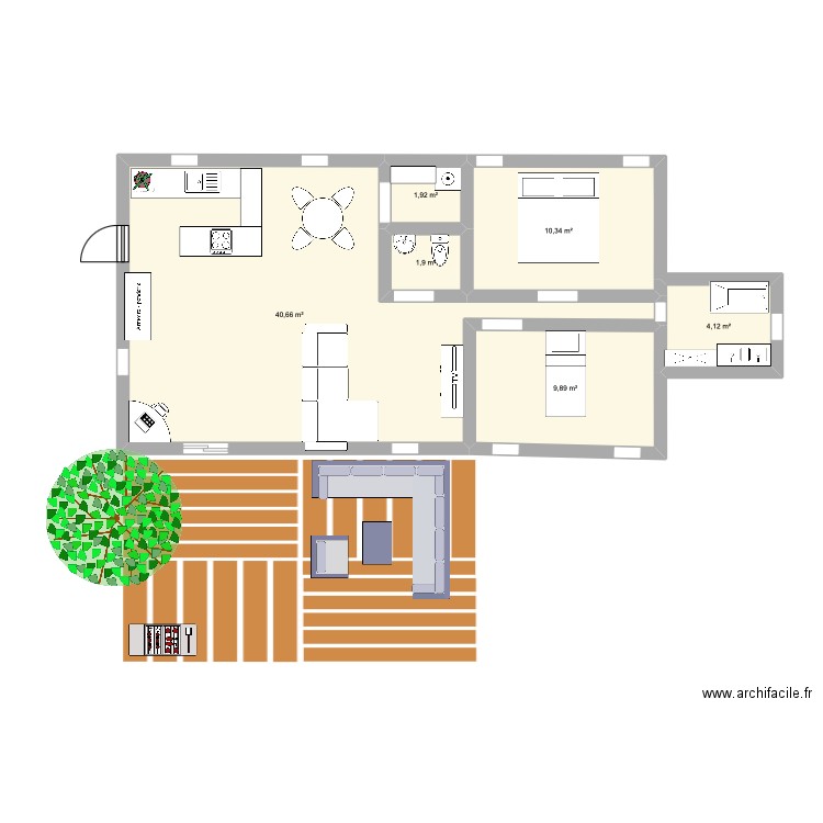 plan A. Plan de 6 pièces et 69 m2