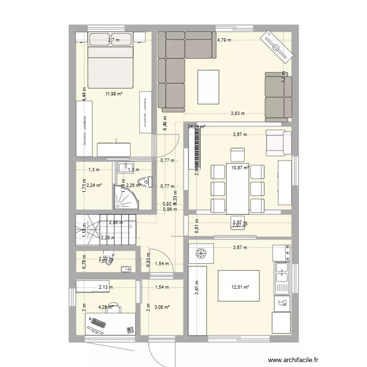 RDC cuisine sans jardin. Plan de 10 et 76 m² RDC cuisine sans jardin. Plan de 10 et 76 m²