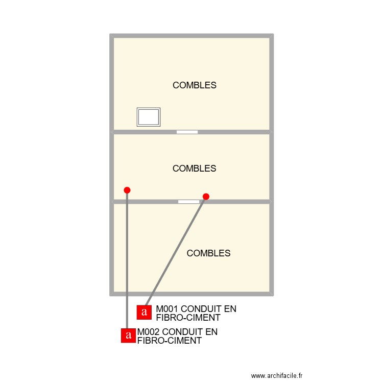 PLAN COMBLES APPART ETAGE. Plan de 3 pièces et 30 m2
