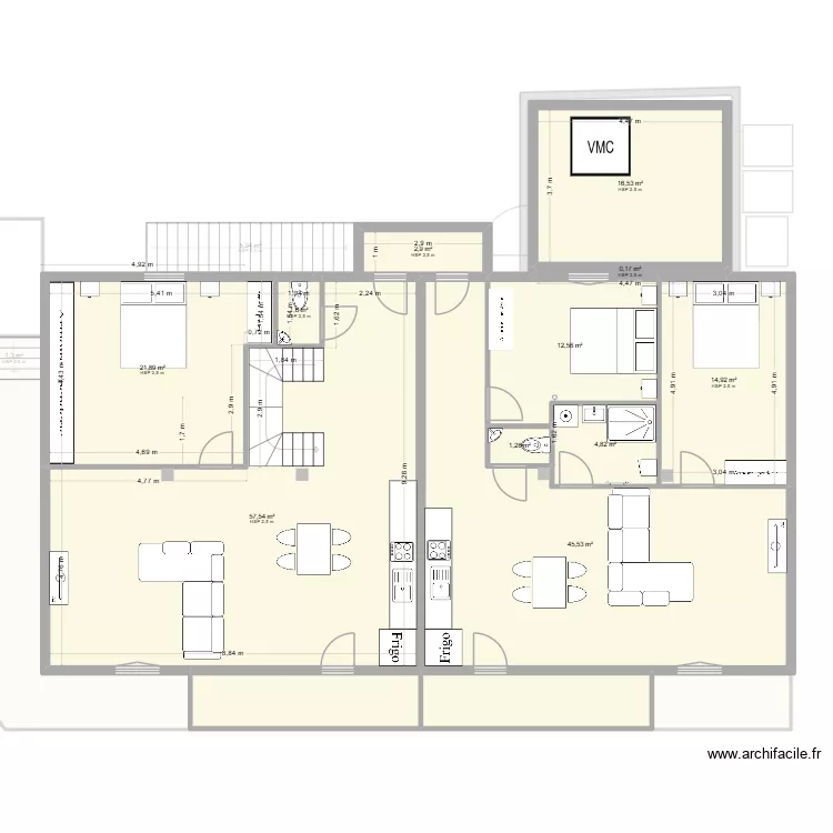 Ferme Sauthier4. Plan de 67  et 951 m²