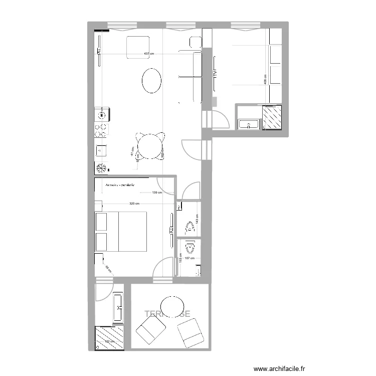 14 clemenceau ter. Plan de 6 pièces et 56 m²