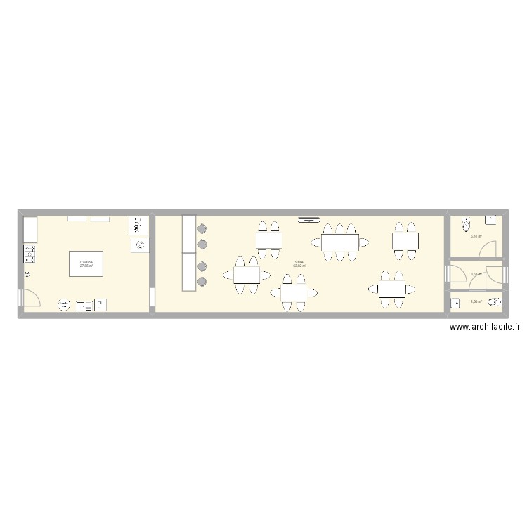 cafet 1. Plan de 5 pièces et 103 m2