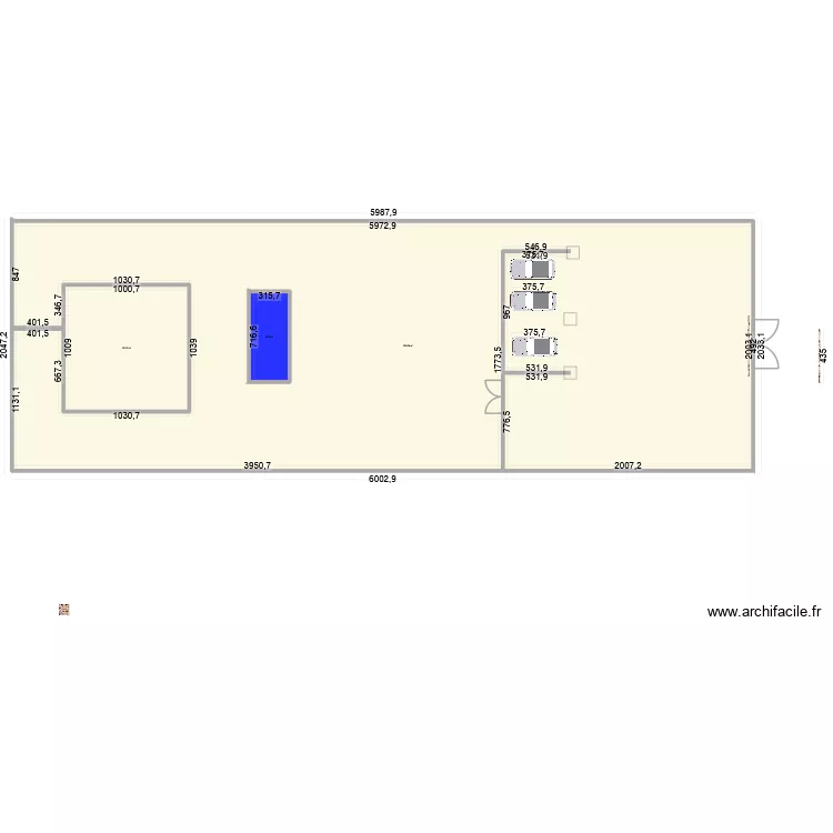 jklh. Plan de 3  et 1208 m²