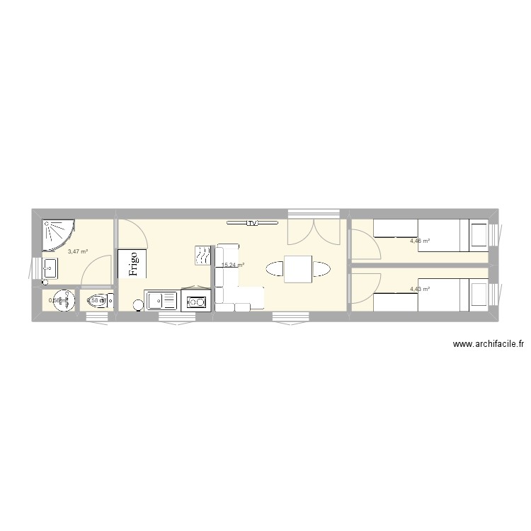 12345. Plan de 6 pièces et 29 m2