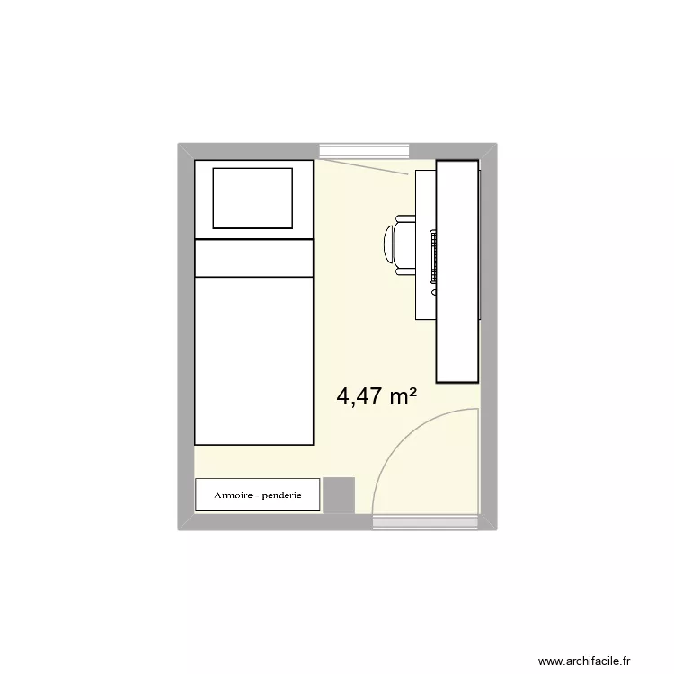 Bureau. Plan de 1  et 4 m²