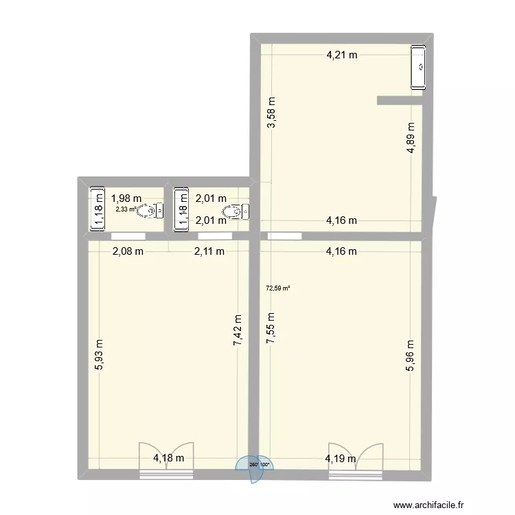 Tunis Carthage 2. Plan de 2  et 75 m²