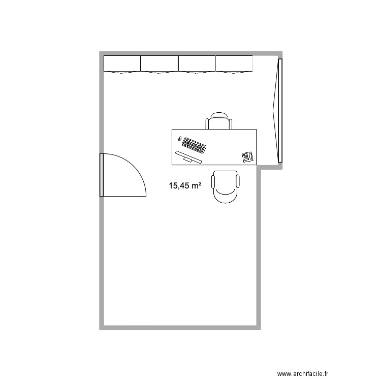 BUREAU. Plan de 1 pièce et 15 m2