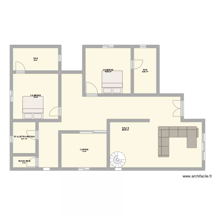 PUISSANCE 15. Plan de 8 Pièces et 136 m²