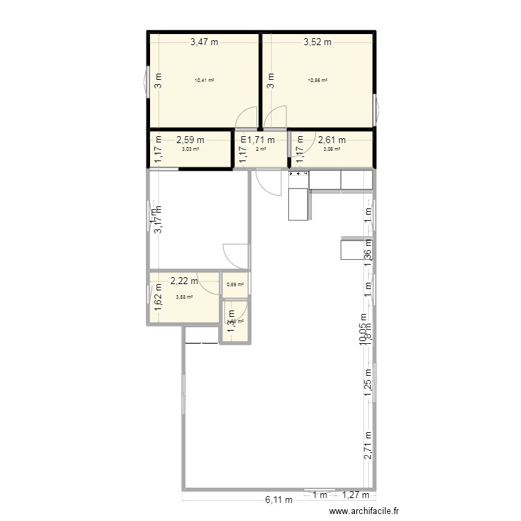 jojo. Plan de 8 pièces et 34 m2