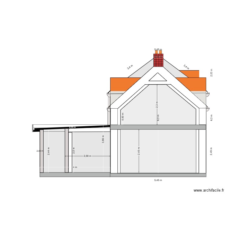 plan projeté coupe ouest avril 2025. Plan de 0 pièce et 0 m2