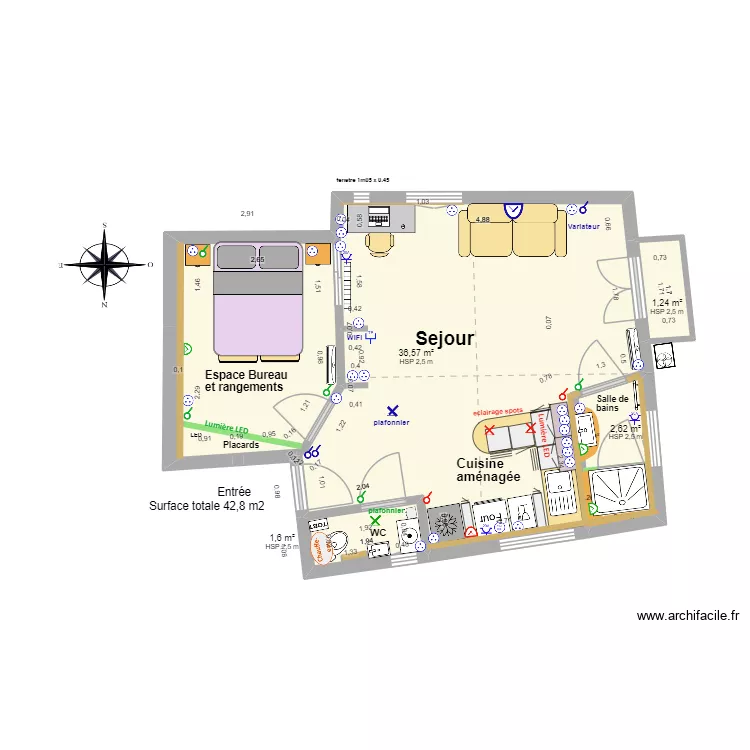 Amouyer apr&egrave;s travaux STUDIO 2026 04 24. Plan de 4  et 42 m²