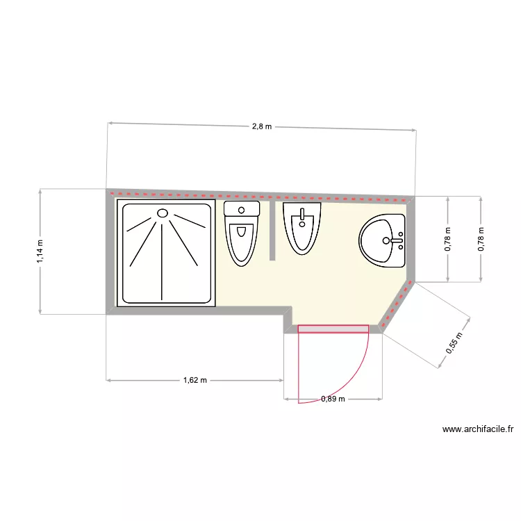 Salle de bain Bestue. Plan de 
