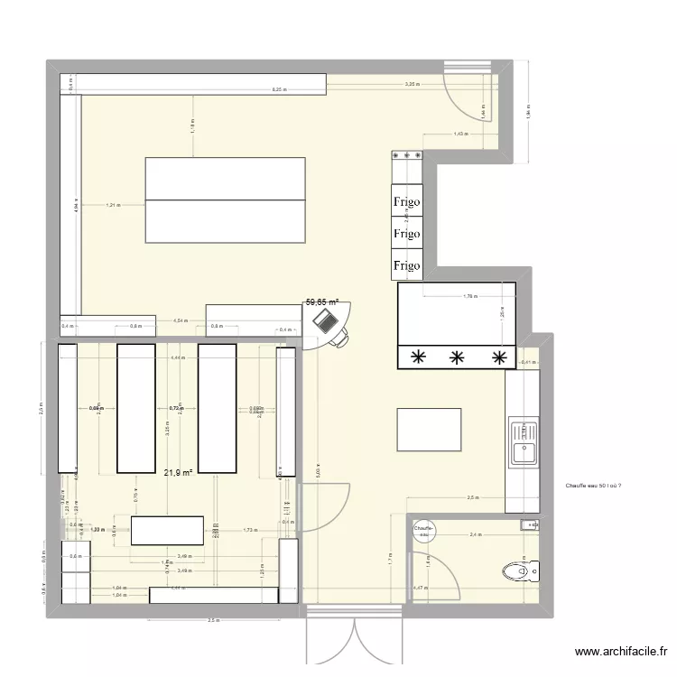 epicerie mens 21-07-2026. Plan de 2  et 82 m²