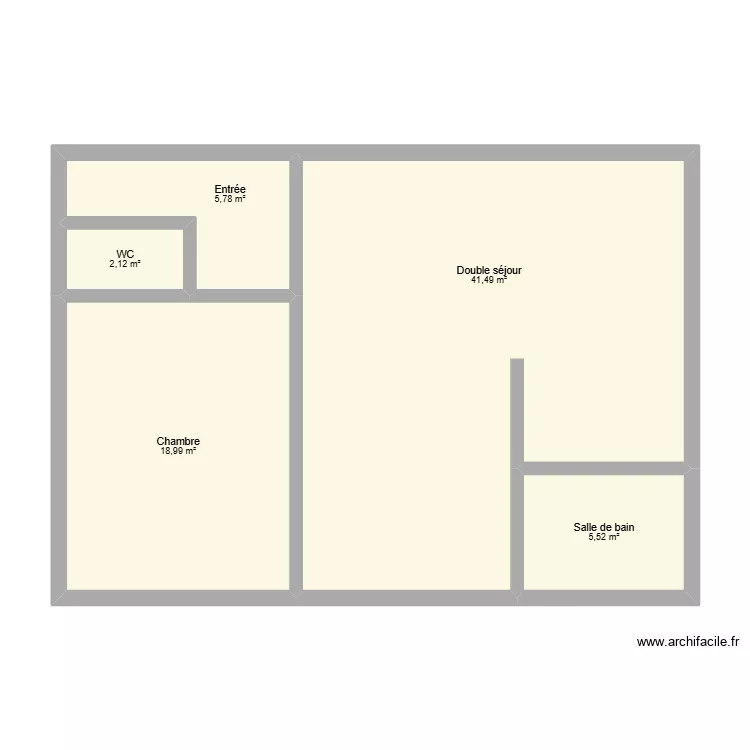 de witasse. Plan de 5  et 74 m²