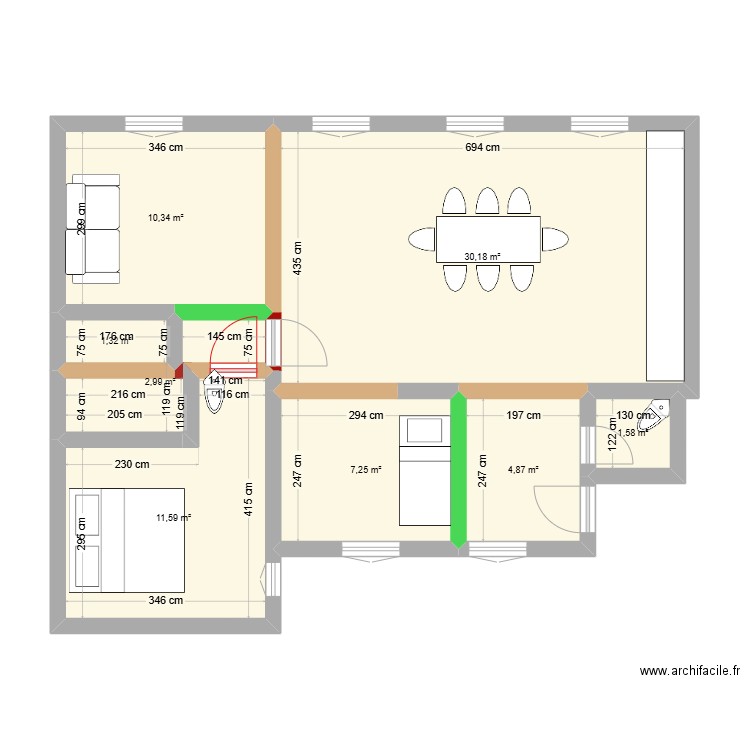 PARIS ARENE LUTECE v2. Plan de 8 pièces et 70 m2