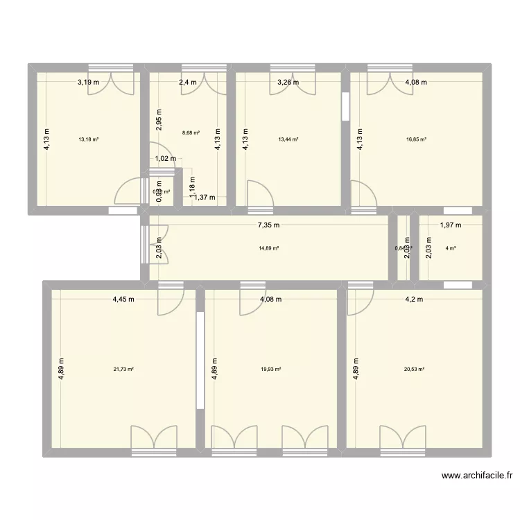 3 eme etage. Plan de 11 pièces et 135 m²