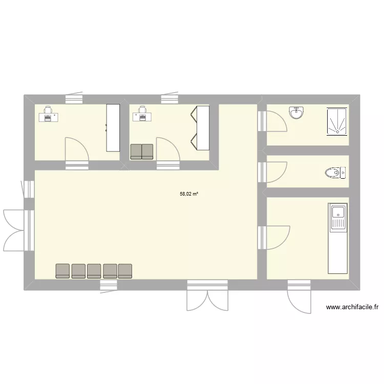 Cabinet Mediacl. Plan de 1  et 58 m²