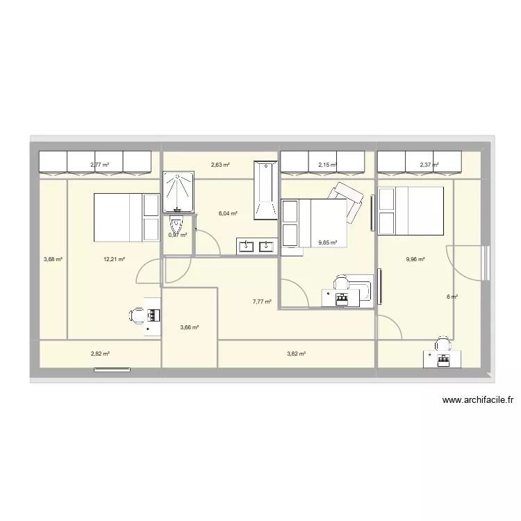plan &eacute;tage deuxieme version. Plan de 16  et 160 m²