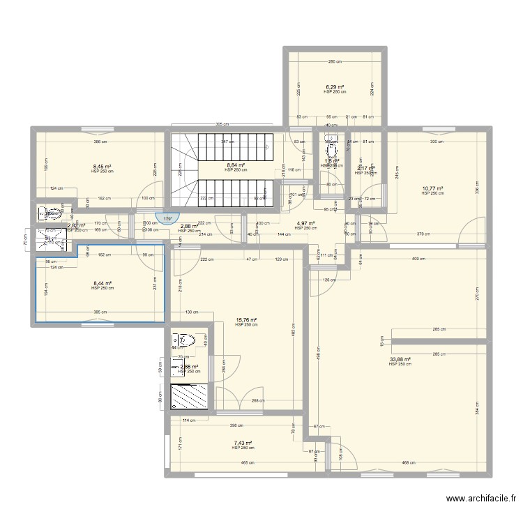 kimvula3. Plan de 14 pièces et 117 m2