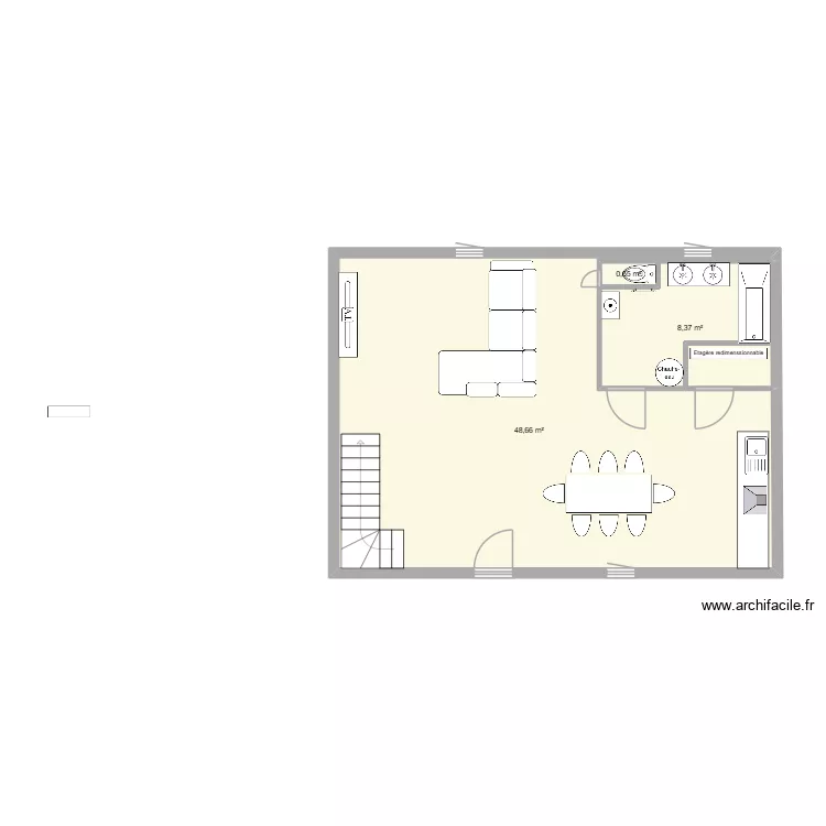 PLAN RDC GRANGE. Plan de 3  et 58 m²