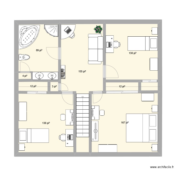FG-25B. Plan de 9 pièces et 66 m2