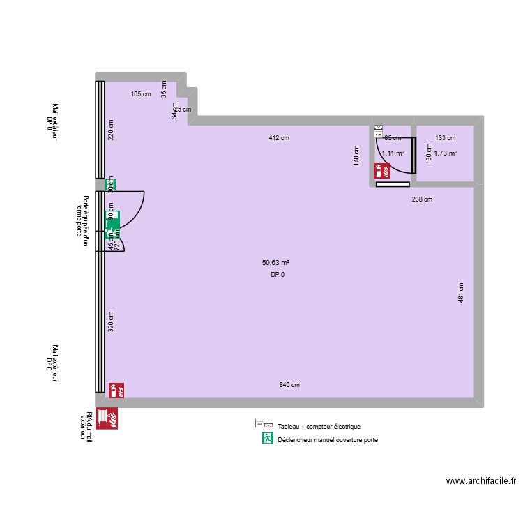 LES PÉPITES AVANT TRAVAUX. Plan de 3 pièces et 53 m2