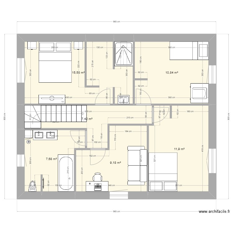 Mouen 2. Plan de 6 pièces et 63 m2