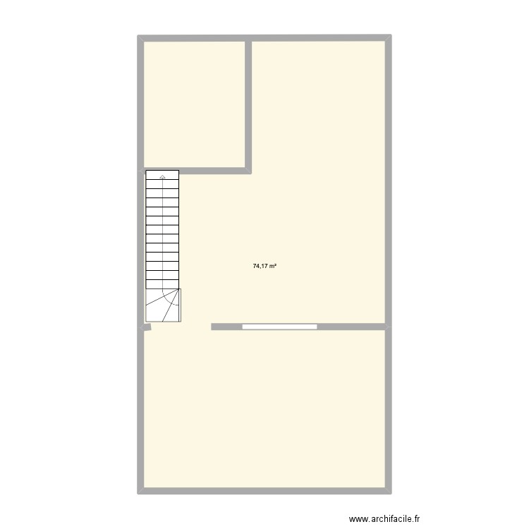 Plan du bas. Plan de 1 pièce et 74 m2