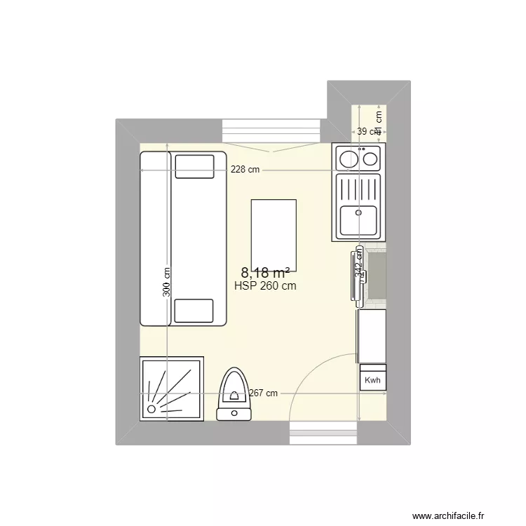projet de studette parisienne. Plan de 