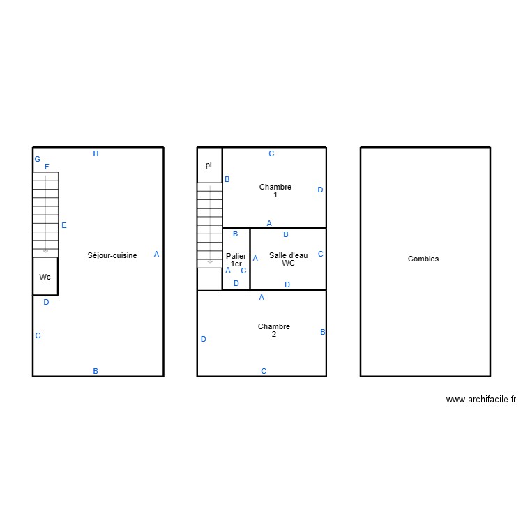 LEGUILVINEC RISSEL. Plan de 6 pièces et 83 m2