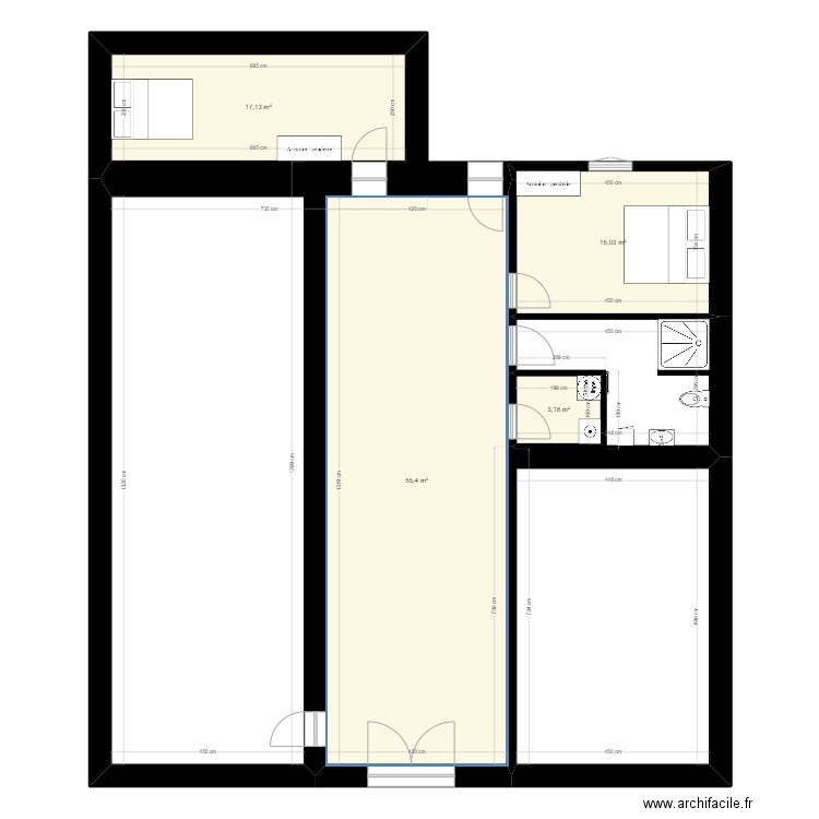 récourt. Plan de 4 pièces et 91 m2