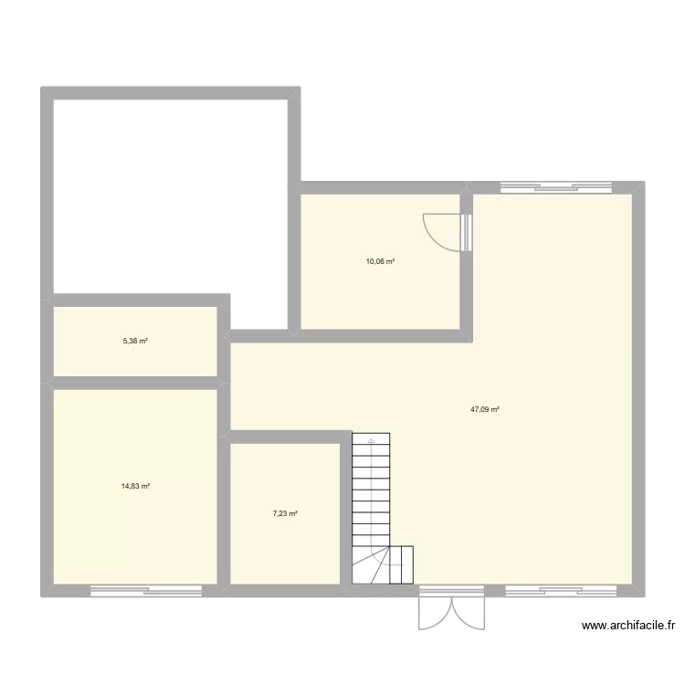 plan en L projet. Plan de 5 pièces et 85 m²